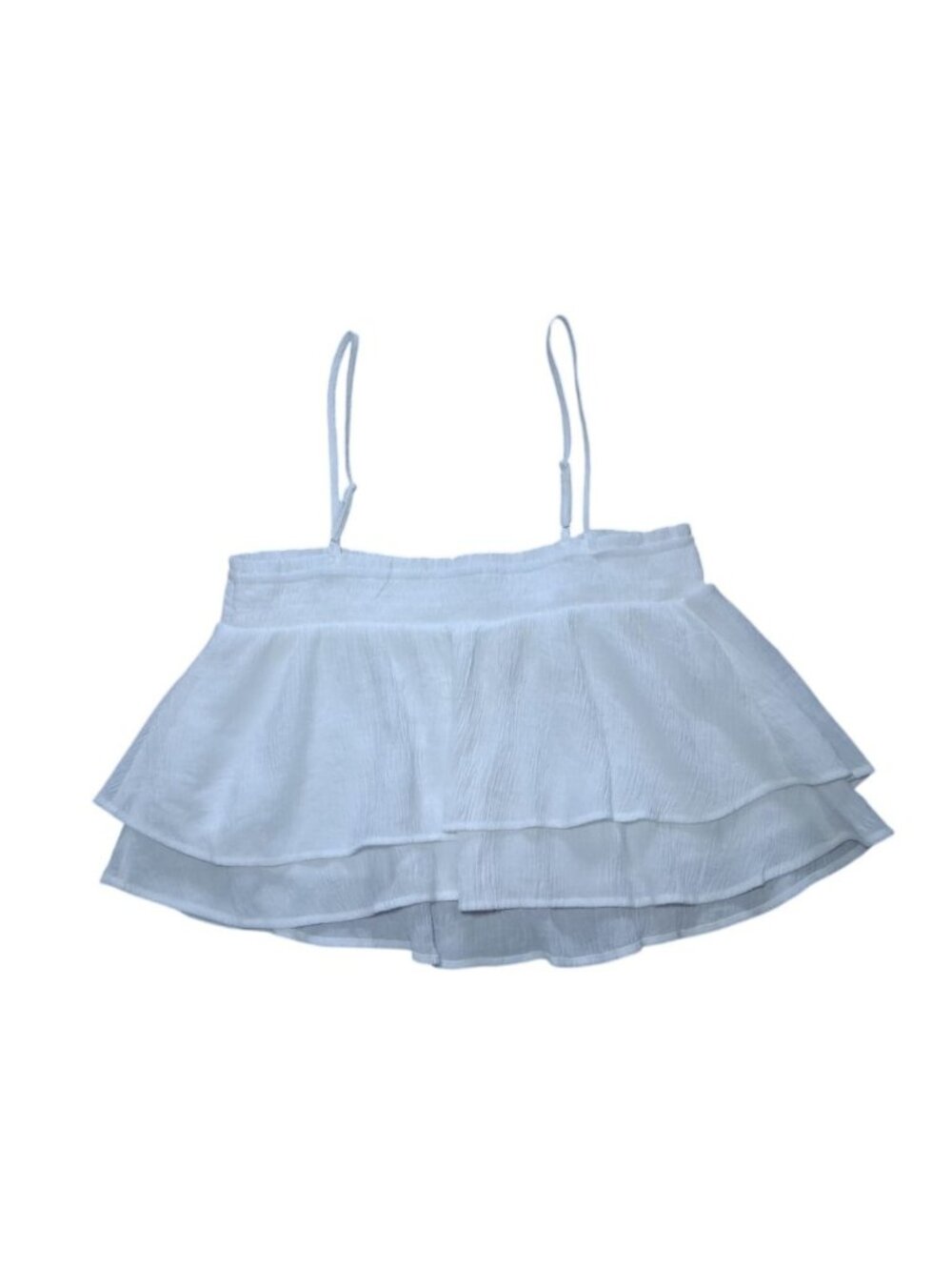 Paper Crane Womens White Tiered Ruffle Spaghetti Strap Tank Top Size Large